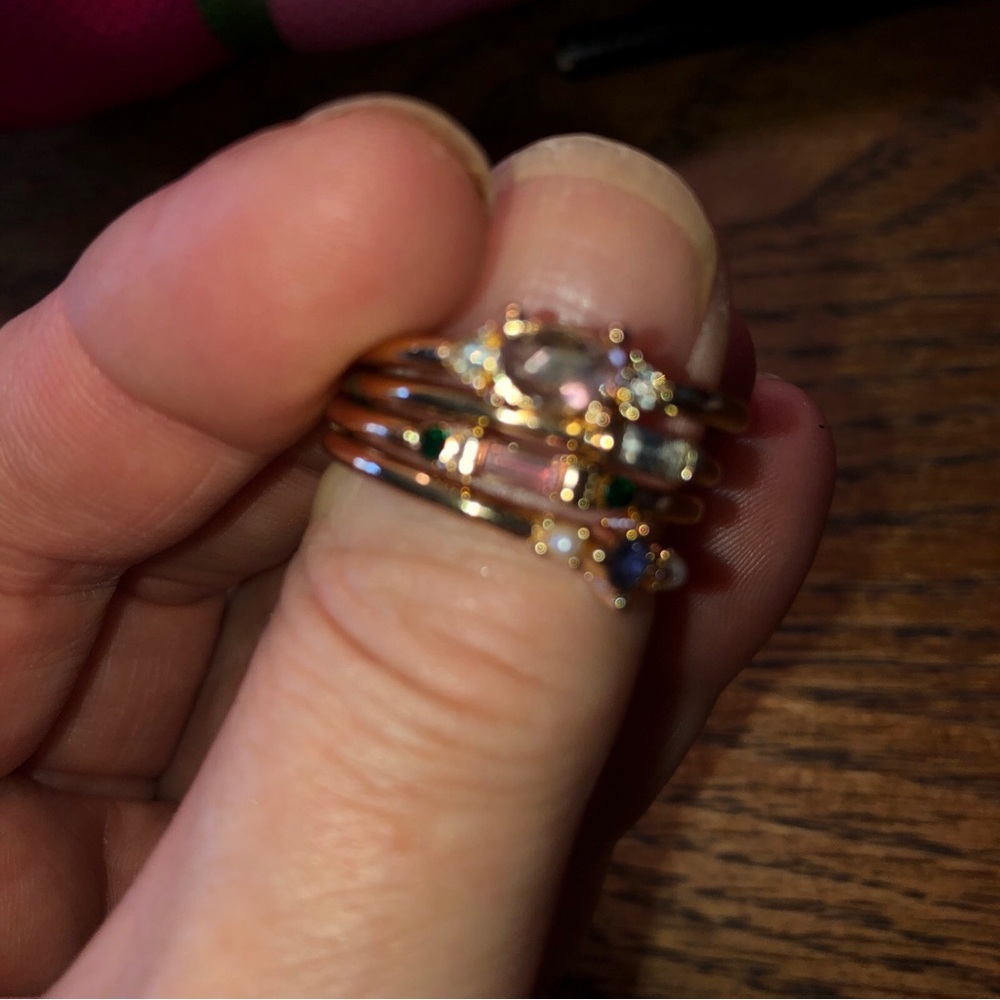 Gold Stackable Multi-Gemstone Ring - Picture 10 of 11